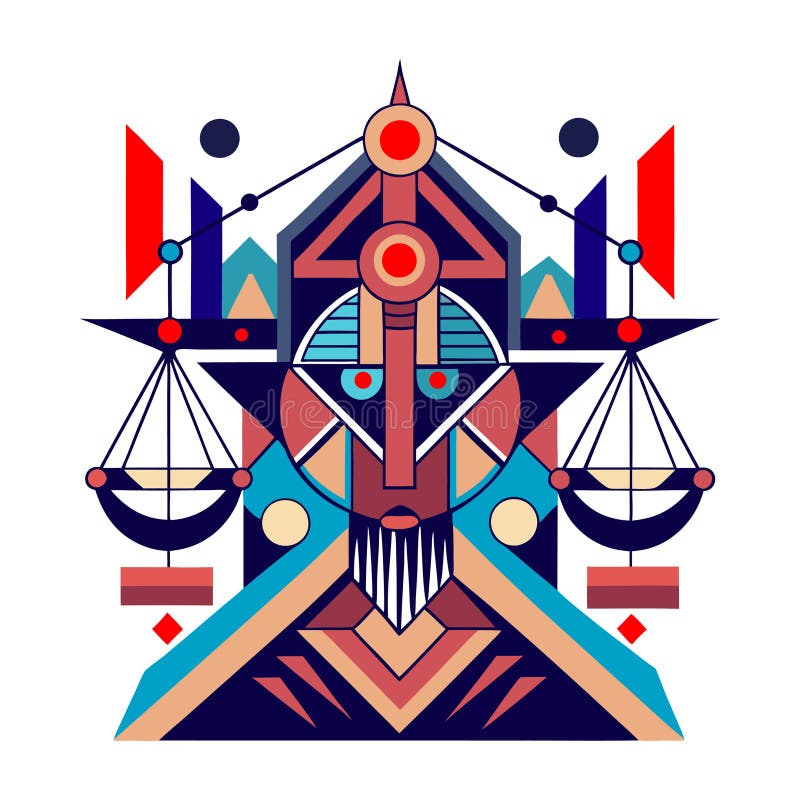 Pattern design with abstract shapes and lines stock illustration
