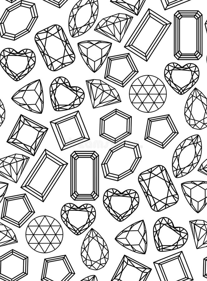 set of diamonds, precious stones of different forms of cut. Line drawing.  Cartoon flat gems jewels diamond brilliant vector set. Art Print by Milana  Iskuzhina