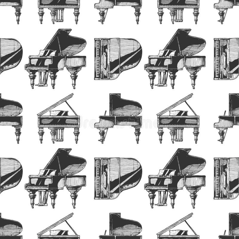 Pattern with Different Pianos Stock Vector Illustration of note