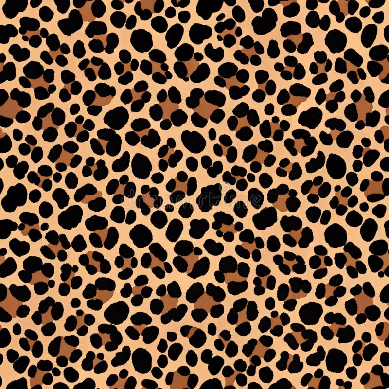 A pattern featuring irregular black and brown spots is set against a tan background, reminiscent of a leopard\'s coat royalty free illustration
