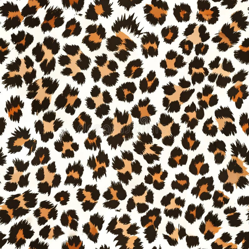 A pattern featuring irregular black and brown spots is set against a tan background, reminiscent of a leopard\'s coat stock illustration