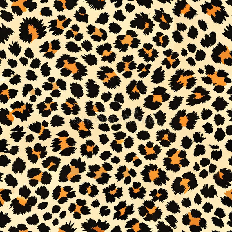A pattern featuring irregular black and brown spots is set against a tan background, reminiscent of a leopard\'s coat vector illustration