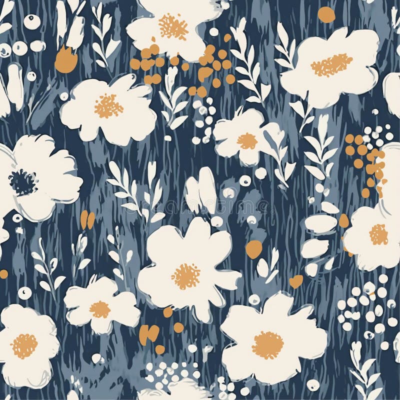 Silueta florei fără sudură a frunzei botanice trase manual pentru perioada de primăvară și de vară stock illustration