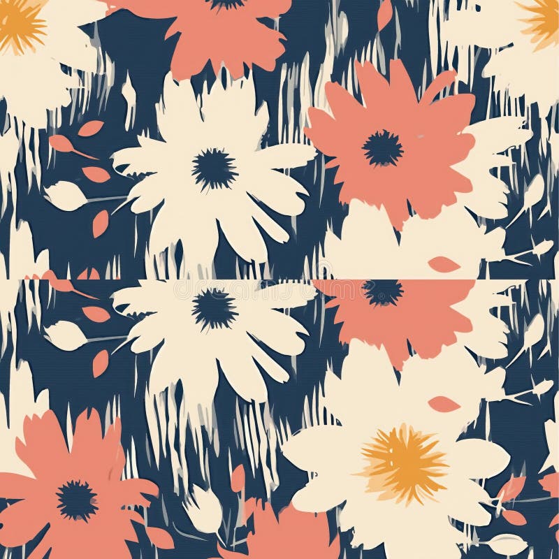 Silueta florei fără sudură a frunzei botanice trase manual pentru perioada de primăvară și de vară vector illustration