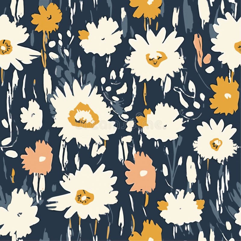 Silueta florei fără sudură a frunzei botanice trase manual pentru perioada de primăvară și de vară royalty free illustration