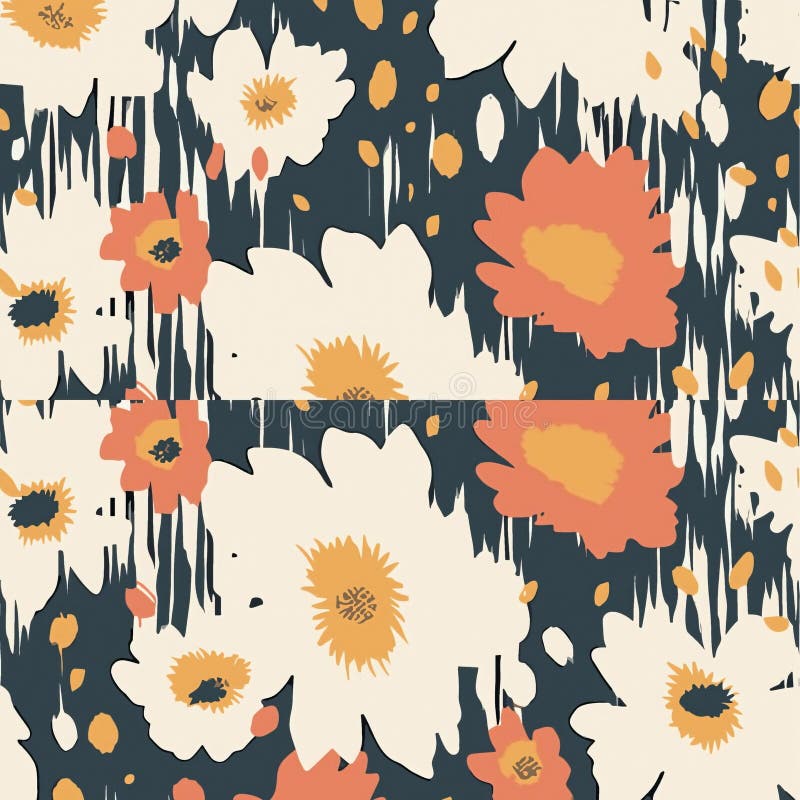 Silueta florei fără sudură a frunzei botanice trase manual pentru perioada de primăvară și de vară stock illustration