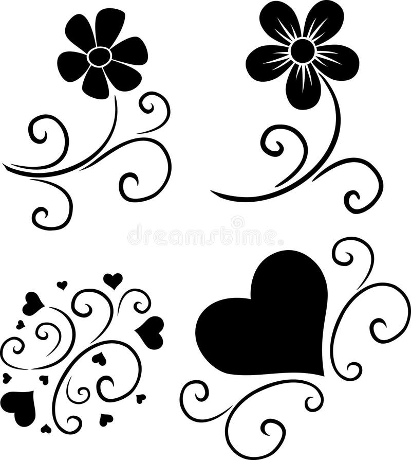 Pattern of flowers and hearts