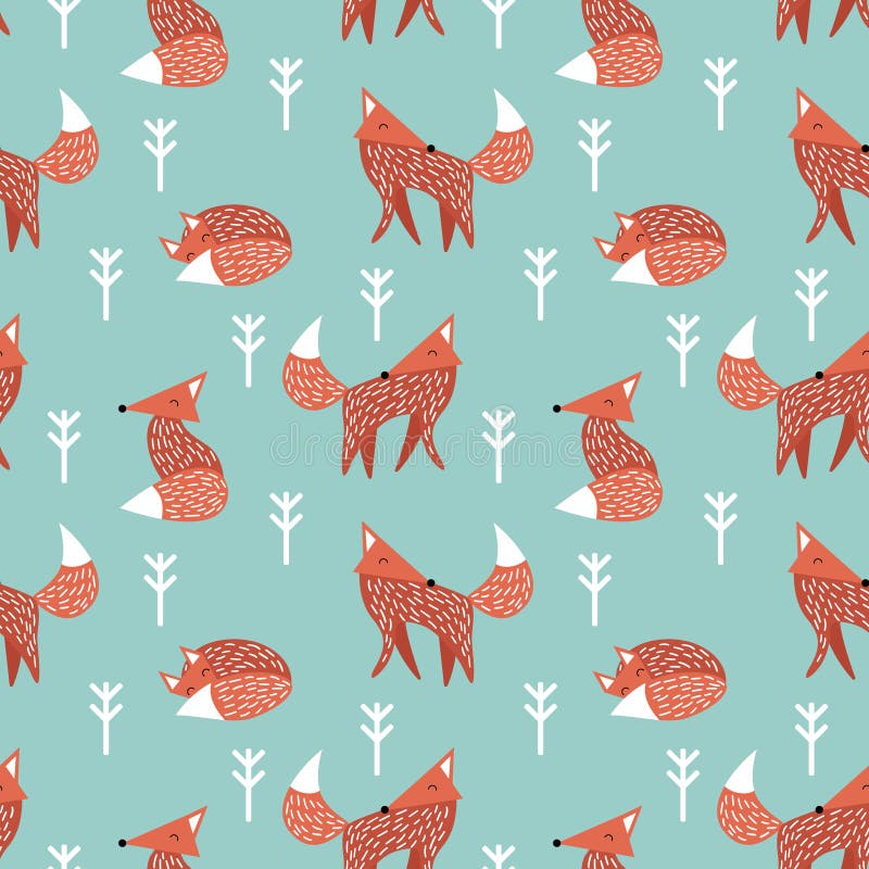 Pattern with Foxes in Scandinavian Style Stock Vector - Illustration of ...