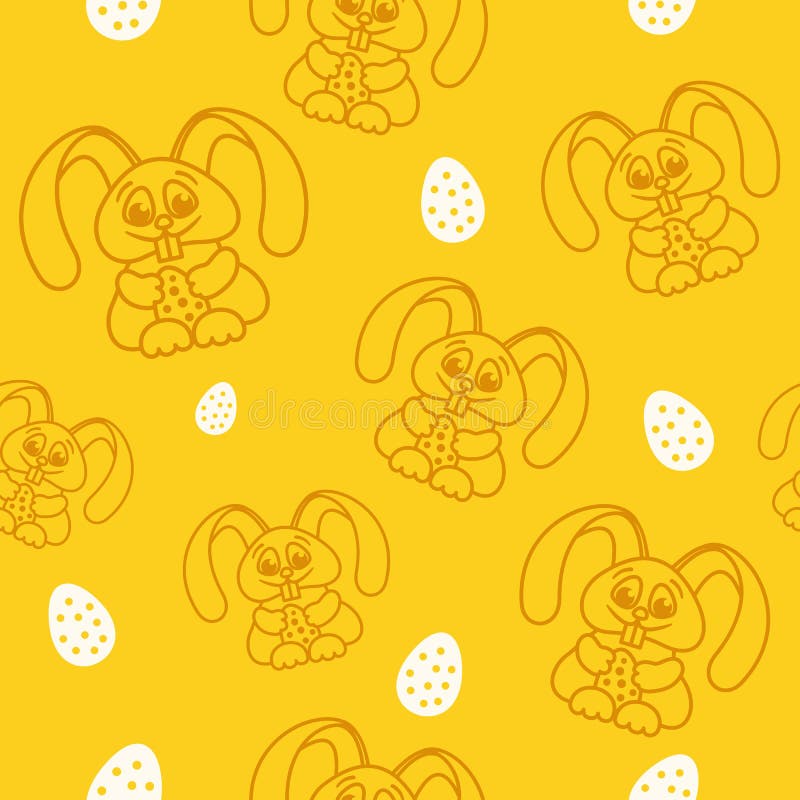 Pattern fun easter bunny with easter eggs seamless texture orang royalty free illustration Pattern fun easter bunny with easter eggs seamless texture orang royalty free illustration