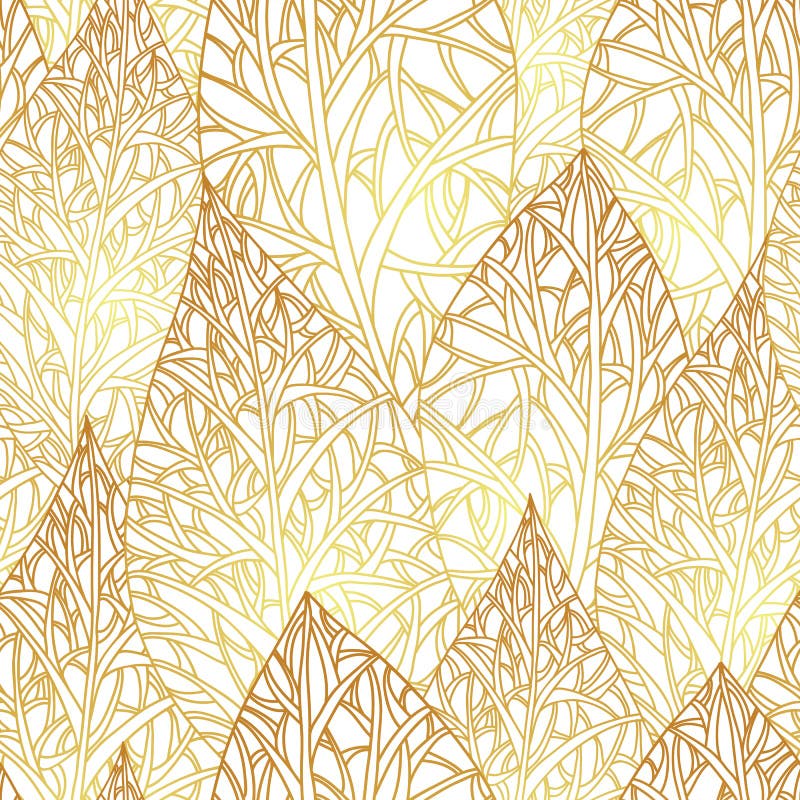 Pattern with gold leafs stock illustration. Illustration of nature ...