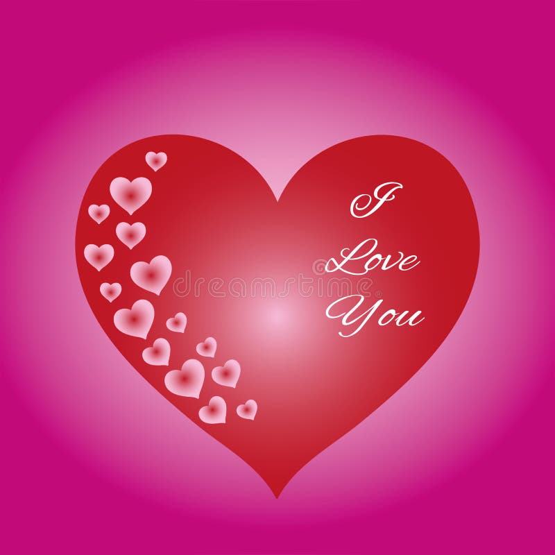 Bright festive pattern of hearts on a pink background and text elements. Romantic card for Valentine's Day, greeting a loved one, to the wedding. In the illustration used free font Alex Brush (taken here www. fontsquirrel. com). Compliments people vectors