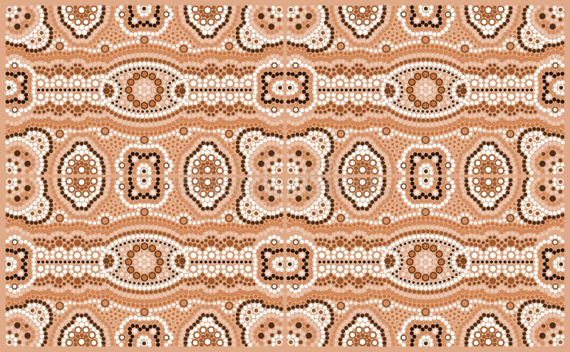 A illustration based on aboriginal style of dot painting depicting pattern. Australian aboriginal border vectors