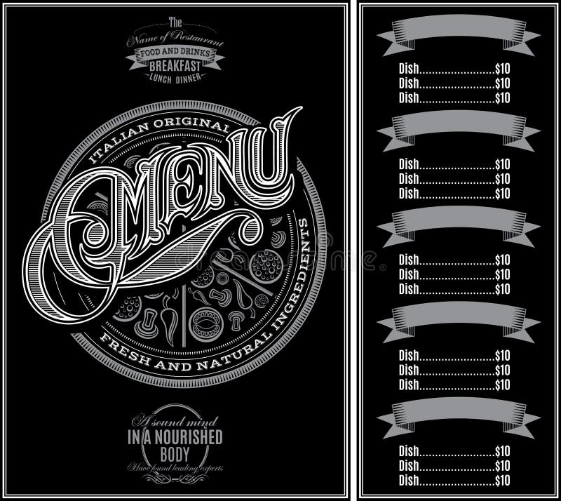 Vintage Black Board Menu Pizza Stock Illustrations – 340 Vintage