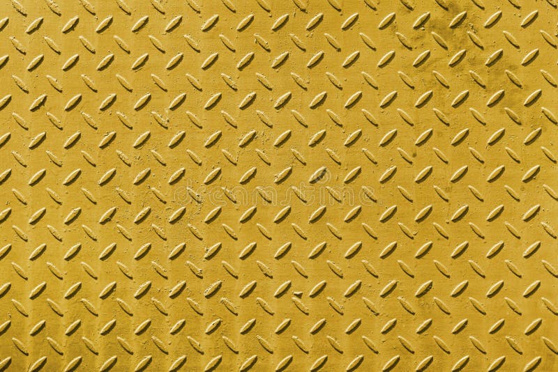 Pattern of Old Metal Diamond Plate. Yellow Metal Surface with Diamond