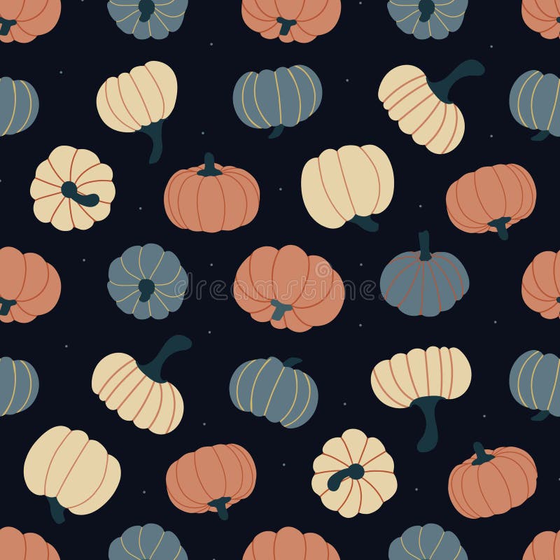 Pattern of Pumpkins on a Dark Blue Background Stock Vector ...