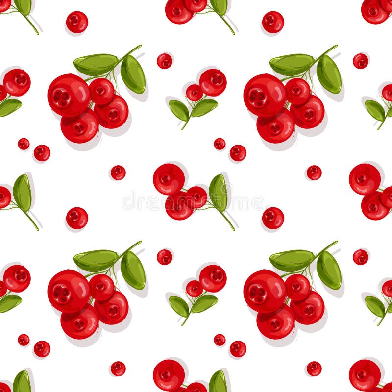 Cranberry Seamless Vector Pattern Wallpaper. Berries Stock Vector