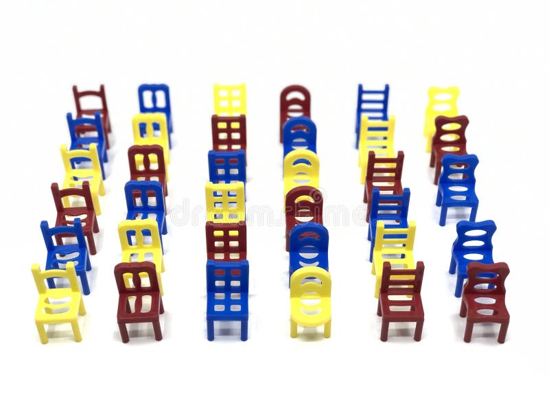 Pattern of Red, Blue and Yellow Mini Chairs Stock Image Image of