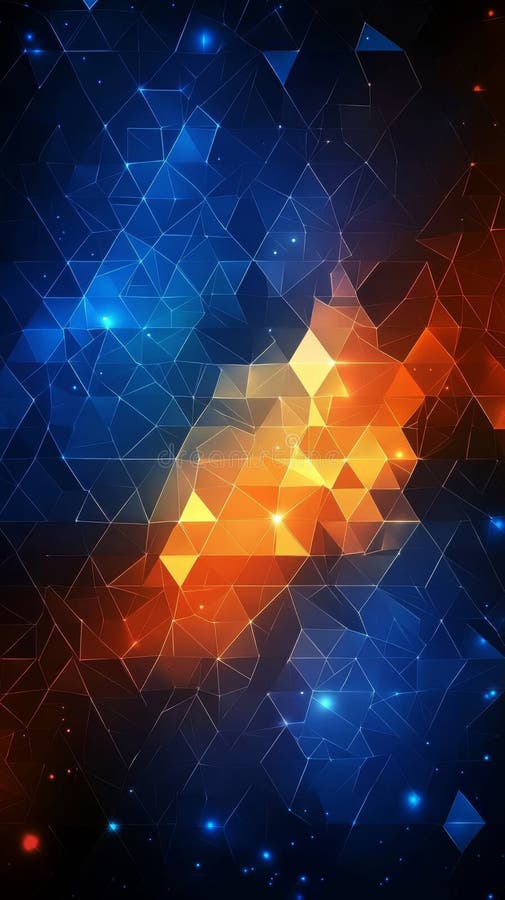 The pattern is seamless and endless. The wallpaper is geometric yellow blue red - AI created. stock image