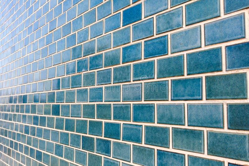 Pattern of Shiny Blue Brick Wall Background. Stock Photo Image of