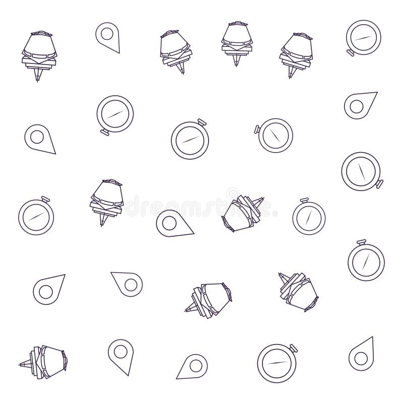 Pattern of Ship Cruise Boats with Pin Location and Compass Guide Stock