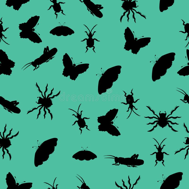 Pattern of silhouettes of insects. vector illustration. Drawing by hand. vector illustration Pattern of silhouettes of insects. vector illustration. Drawing by hand. vector illustration