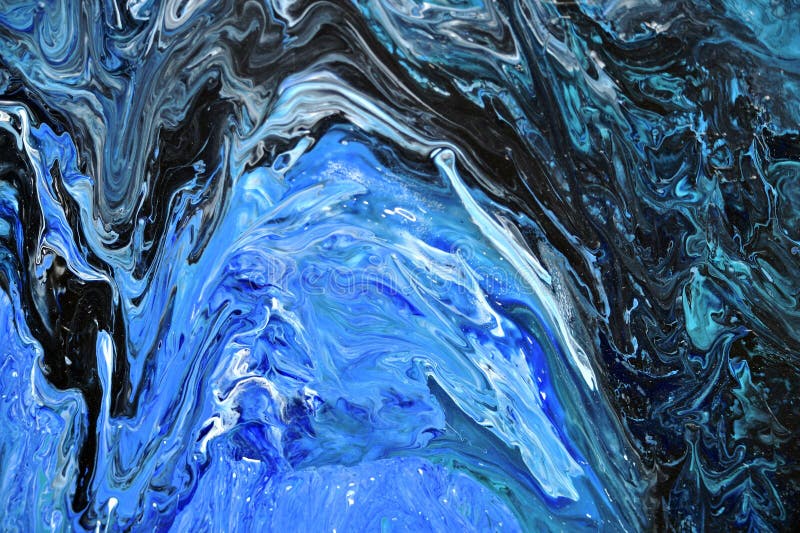 Oil Paints Spread by Transitions of Tinting Colors of Blue, Turquoise