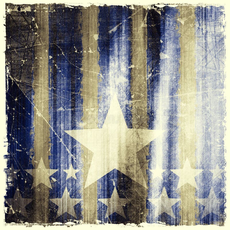 Pattern of stripes and stars on grunge background