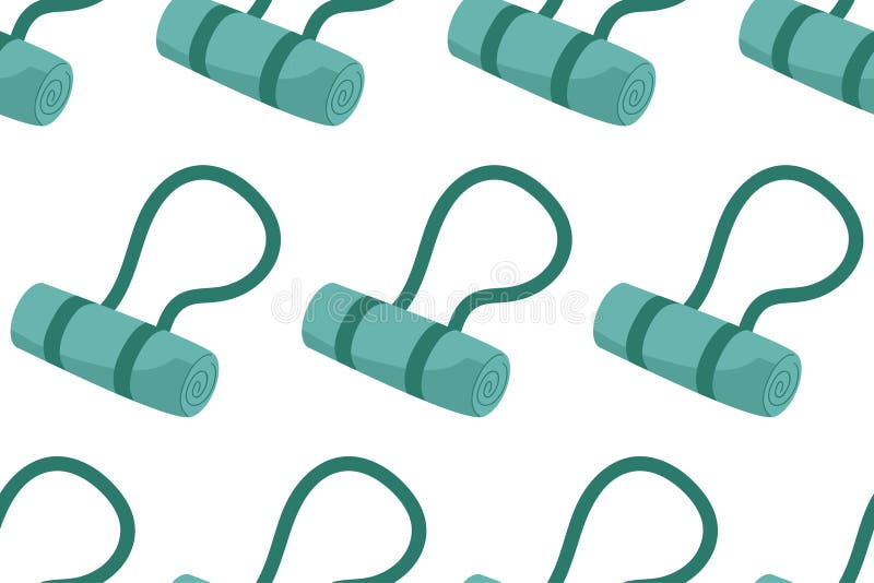 Pattern of teal yoga mats arranged in a repeating design on a white background vector illustration
