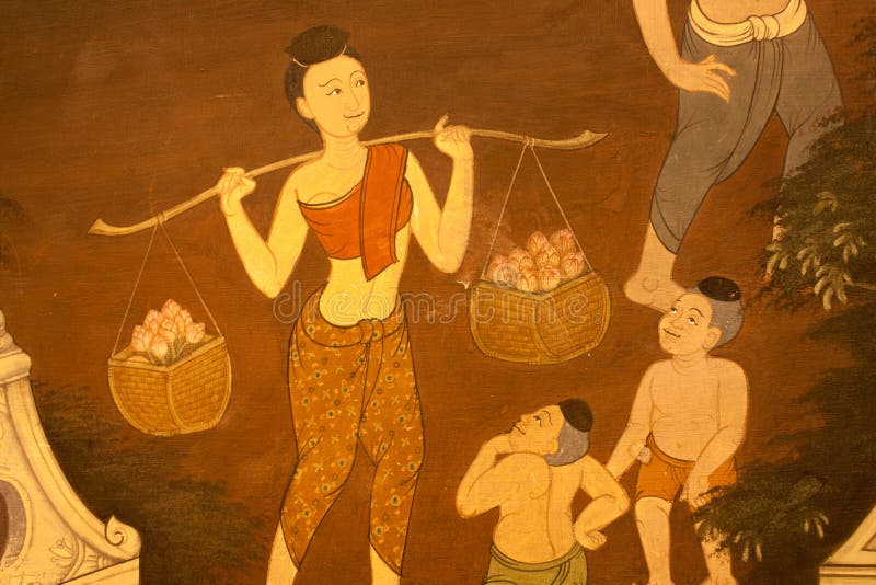 Pattern Thai art on temple walls.