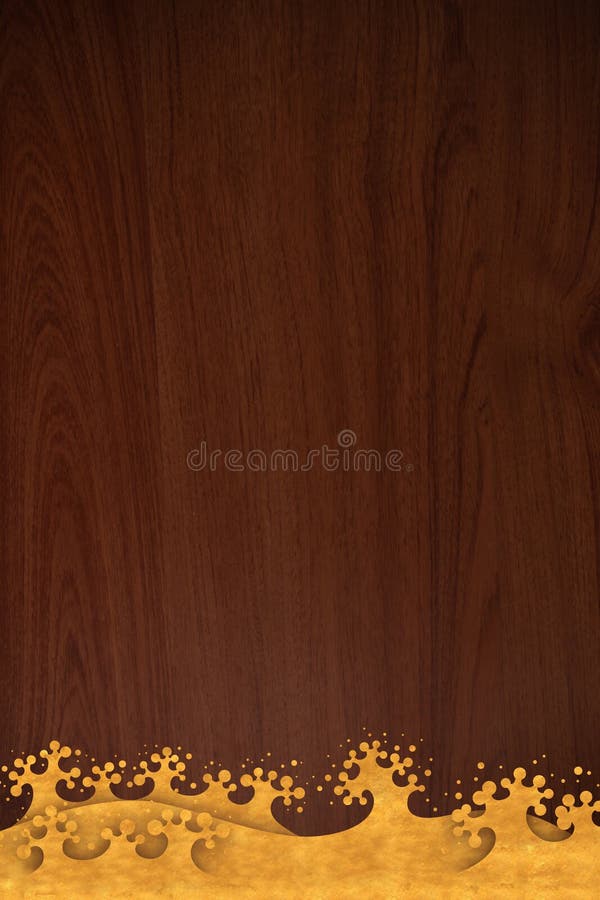 Pattern thai carve wave gold on wood texture