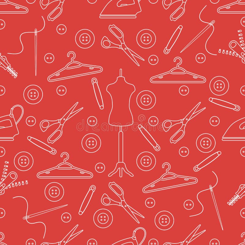 Pattern with Tools and Accessories for Sewing Stock Vector