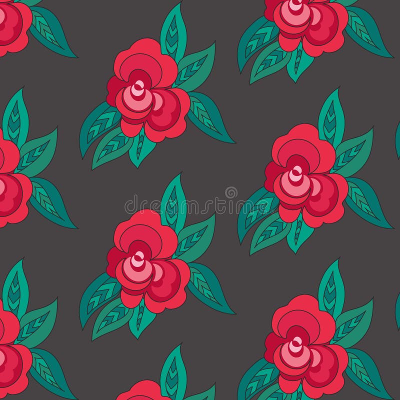 Pattern vector color drawing texture, background is a pattern of abstract roses stock illustration