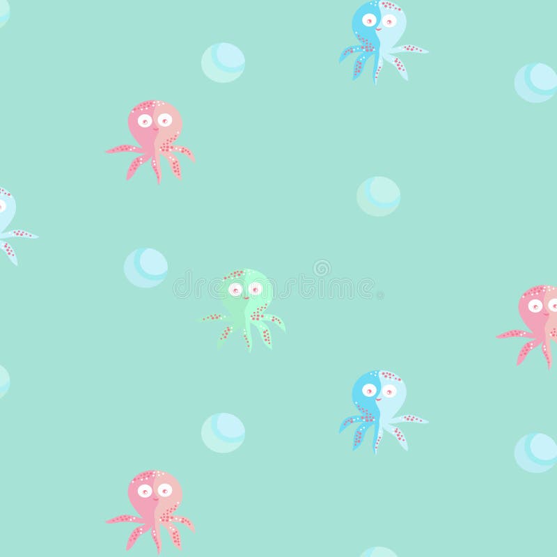 Pattern vector color drawing texture. Cute Octopus Wallpaper Pattern royalty free illustration