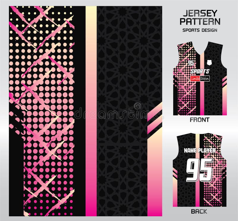 Pattern vector sports shirt background image.Black pink stars dots pattern design, illustration, textile background for sports t-