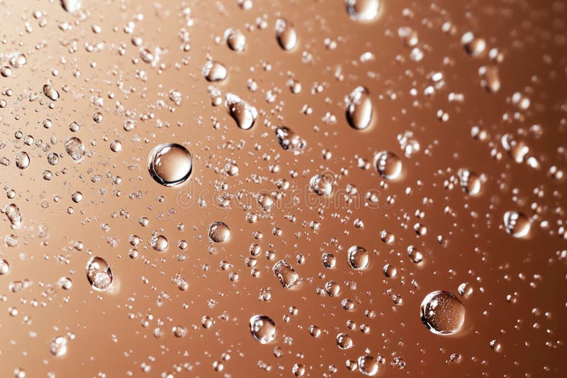 Pattern of water droplets on smooth surface, glass or similar material, mocha mousse, brown background. background for royalty free illustration