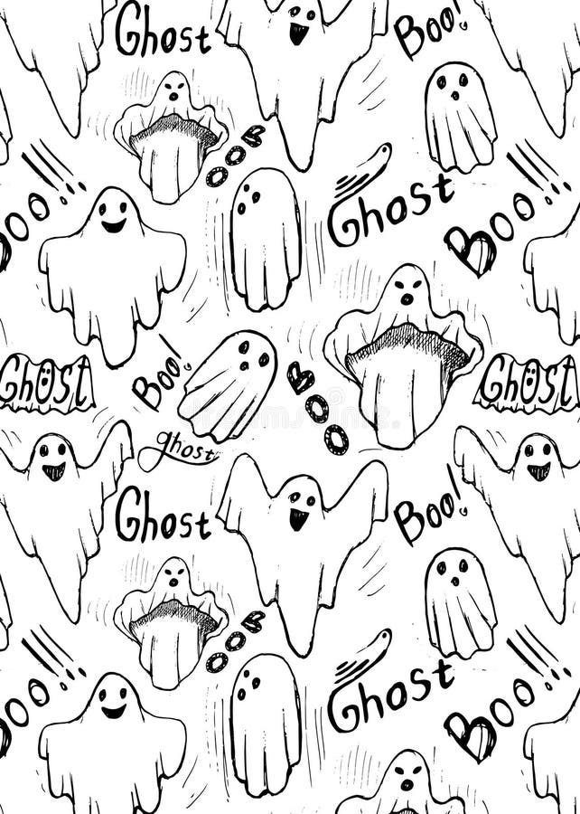 Whisper Ghost Hand Draw. Ghost Character Costume Evil Stock Vector ...