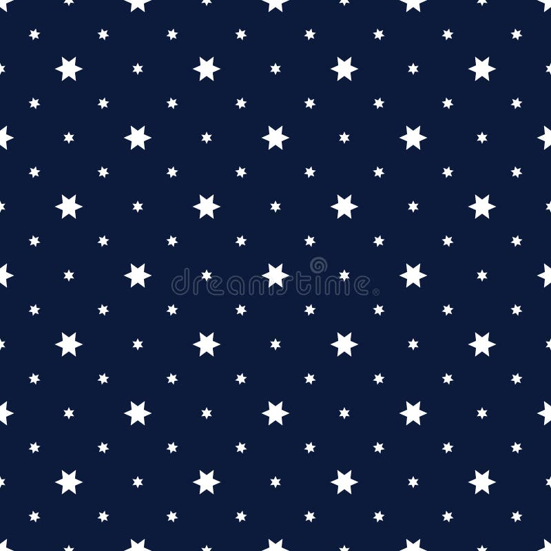 Pattern of White Stars on Blue Background Stock Vector Illustration