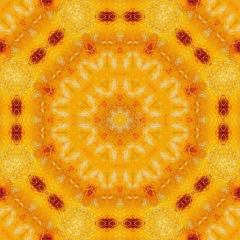 Pattern Yellow Geometric Kaleidoscope Symmetry. Background Decorative