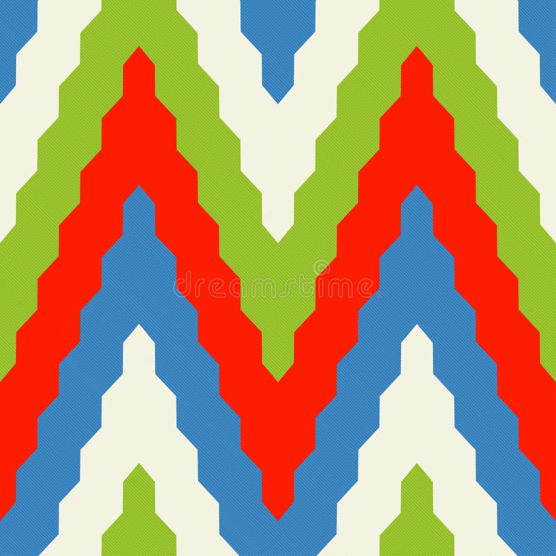 Pattern with Zig Zag in Red, Blue and Green Colors Stock Vector