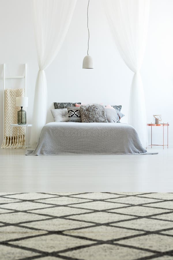 Patterned Carpet in Spacious Bedroom Stock Image Image of house, copy