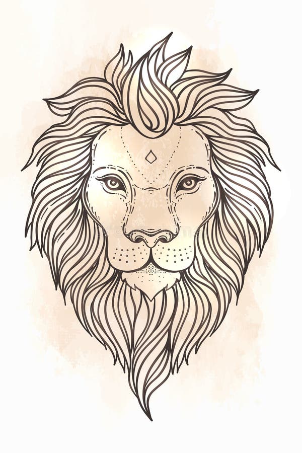 Patterned Head Roaring Lion Stock Illustrations – 4 Patterned Head ...
