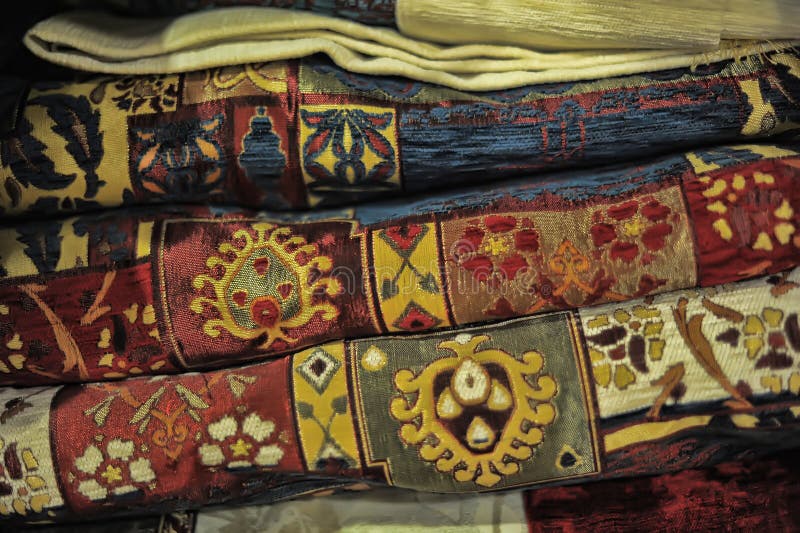 Patterned Turkish fabric stock image. Image of fabrics 42711273