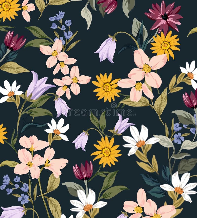 Patterns of Plants and Flowers with Colorful and Beautiful Stock