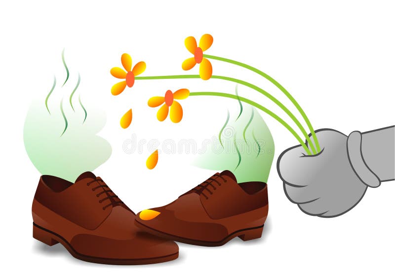 Vector illustration of stinky shoes ,odur and faded flowers. Vector illustration of stinky shoes ,odur and faded flowers