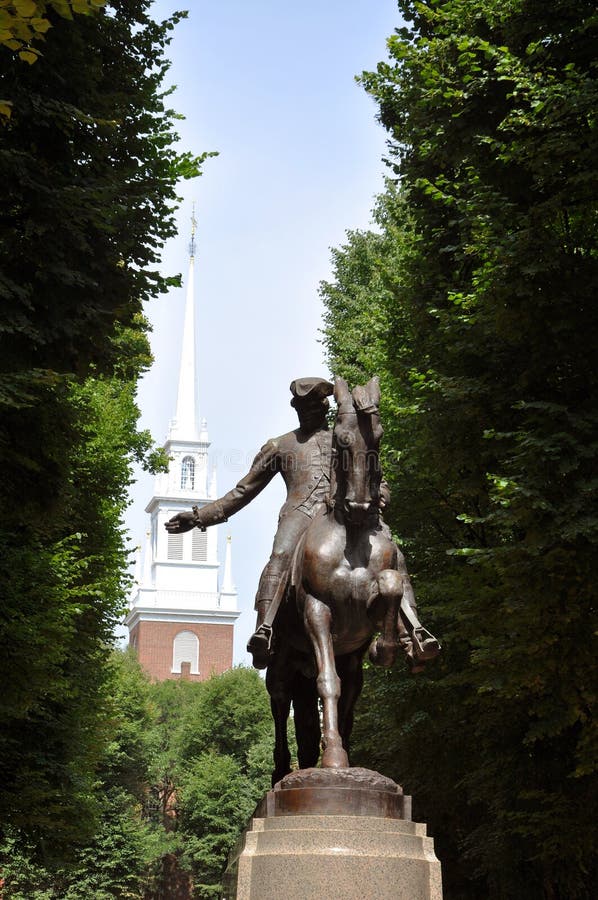 Paul Revere statue and Old North Church