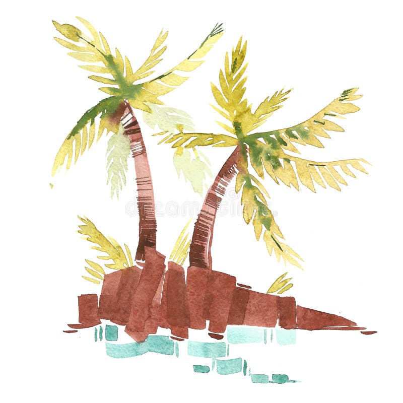 Vintage watercolor summer pacific ocean print with typography design, palm trees and lettering. Tropical set, fashion print, T-shirt design. Vintage watercolor summer pacific ocean print with typography design, palm trees and lettering. Tropical set, fashion print, T-shirt design.