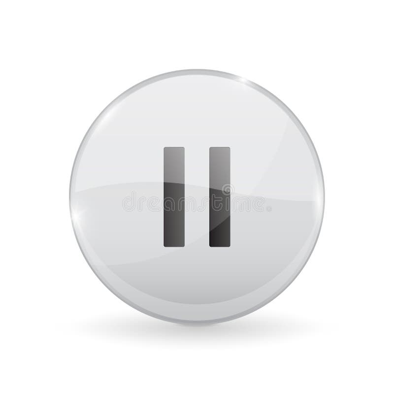 Pause button. Glass shiny 3d icon vector illustration