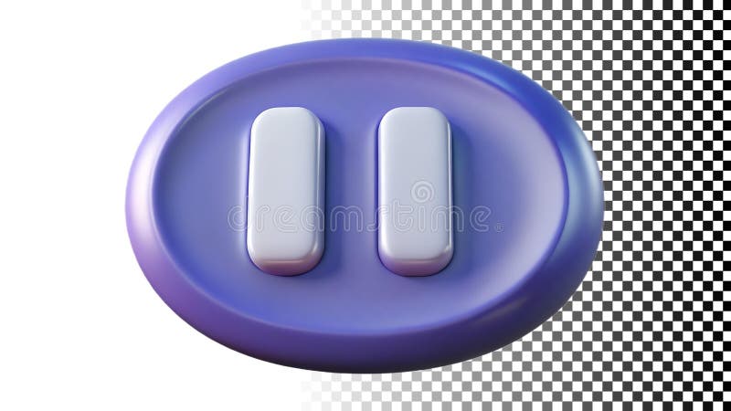 Pause button icon, purple circle media player control interface png transparent image Generative AI stock illustration