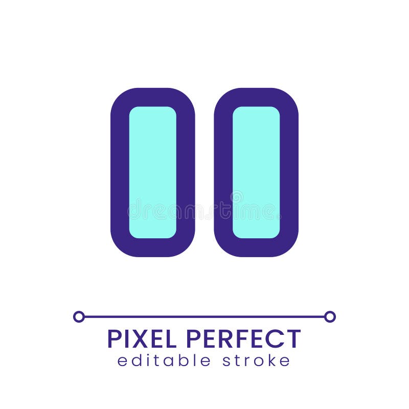 Pause pixel perfect RGB color ui icon stock illustration