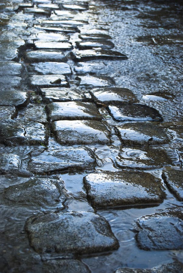 Paved road in the rain stock image. Image of causeway 14580837